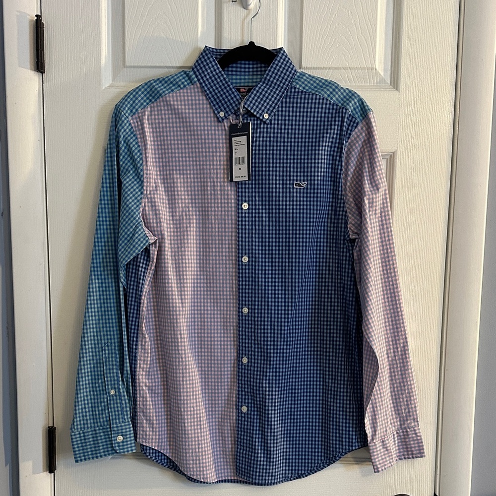 Vineyard Vines Blue and Pink Gingham Shirt